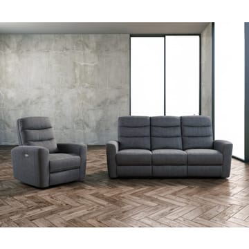 Reclinersofa Darvi 3-seter med elektrisk mekanisme - Grå fløyel - Møbler - Sofaer - Reclinersofaer