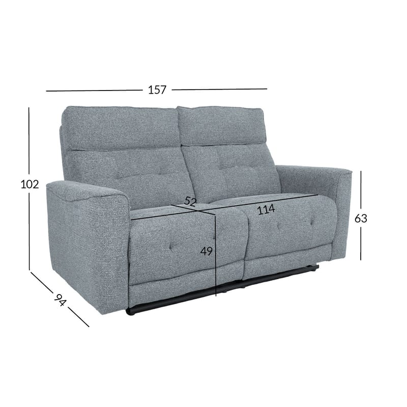 Reclinersofa Glendor 2-seter med elektrisk mekanisme - Blågrå - Møbler - Sofaer - Reclinersofaer
