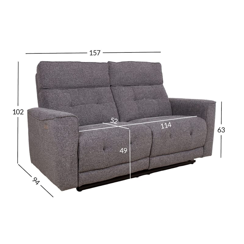 Reclinersofa Glendor 2-seter med elektrisk mekanisme - Grå - Møbler - Sofaer - Reclinersofaer