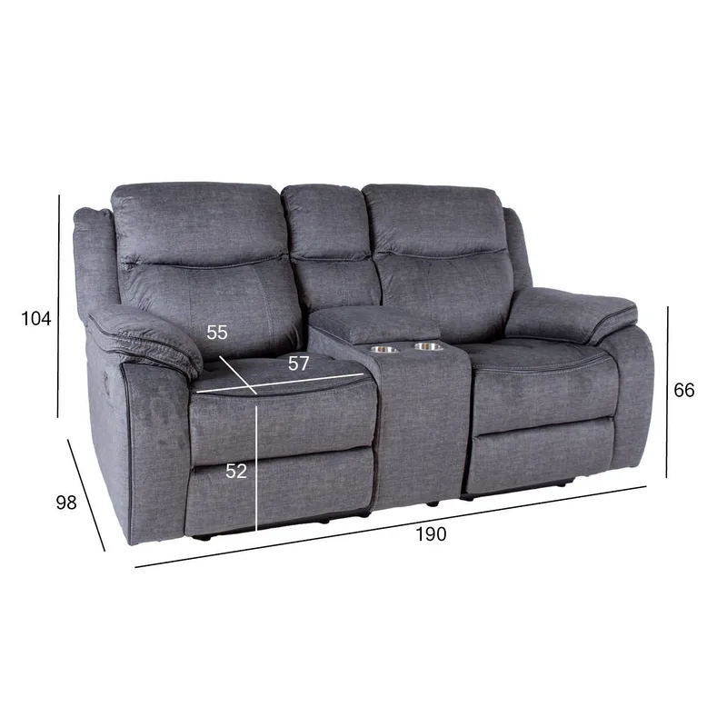 Reclinersofa Iskmar 2-seter med manuell mekanisme - grå - Møbler - Sofaer - Reclinersofaer