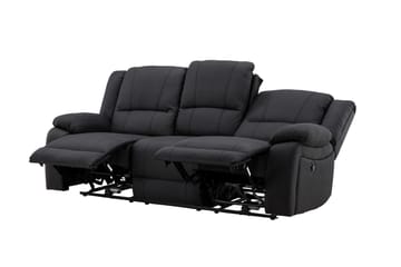 Reclinersofa med hjørne Comfort Living Singapore reclinersofa 3-seter kunstskinn Svart - Møbler - Sofaer - Reclinersofaer