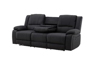 Reclinersofa med hjørne Comfort Living Singapore reclinersofa 3-seter kunstskinn Svart - Møbler - Sofaer - Reclinersofaer