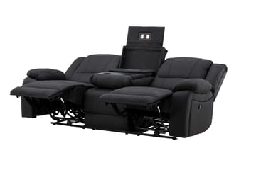 Reclinersofa med hjørne Comfort Living Singapore reclinersofa 3-seter kunstskinn Svart - Møbler - Sofaer - Reclinersofaer