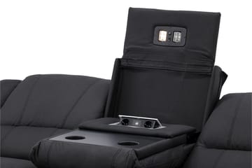 Reclinersofa med hjørne Comfort Living Singapore reclinersofa 3-seter kunstskinn Svart - Møbler - Sofaer - Reclinersofaer