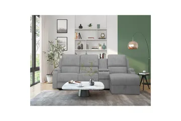 Reclinersofa med hjørne Loft24 Hjørnesofa 3-seter Loft24 Dallas Grå Höger - Møbler - Sofaer - Reclinersofaer