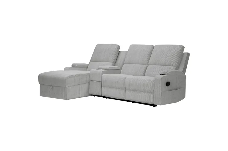 Reclinersofa med hjørne Loft24 Hjørnesofa 3-seter Loft24 Dallas Grå Venstrevendt - Møbler - Sofaer - Reclinersofaer