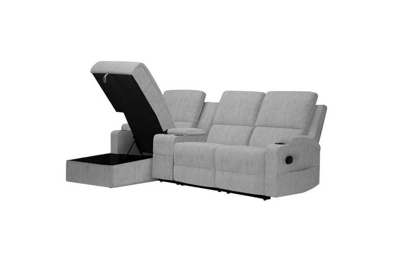 Reclinersofa med hjørne Loft24 Hjørnesofa 3-seter Loft24 Dallas Grå Venstrevendt - Møbler - Sofaer - Reclinersofaer