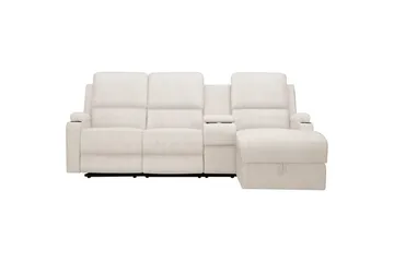 Reclinersofa med hjørne Loft24 Hjørnesofa 3-seter Loft24 Dallas Vit Höger - Møbler - Sofaer - Reclinersofaer