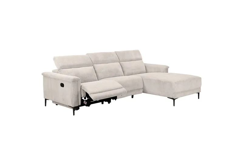 Reclinersofa med hjørne Loft24 Hjørnesofa 3-seter Loft24 Lund Hvit 0 - Møbler - Sofaer - Reclinersofaer