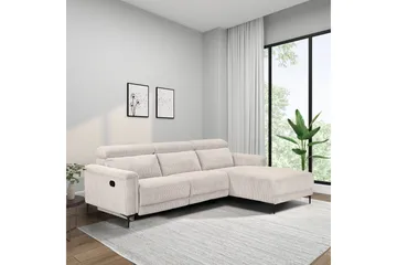 Reclinersofa med hjørne Loft24 Hjørnesofa 3-seter Loft24 Lund Hvit 0 - Møbler - Sofaer - Reclinersofaer