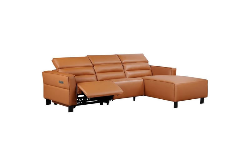 Reclinersofa med hjørne Loft24 Hjørnesofa Loft24 Carpari med elektrisk recliner Brun Høyrevendt Kunstskinn - Møbler - Sofaer - Reclinersofaer