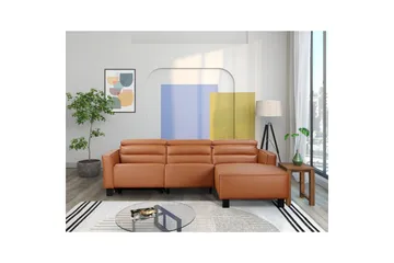 Reclinersofa med hjørne Loft24 Hjørnesofa Loft24 Carpari med elektrisk recliner Brun Høyrevendt Kunstskinn - Møbler - Sofaer - Reclinersofaer