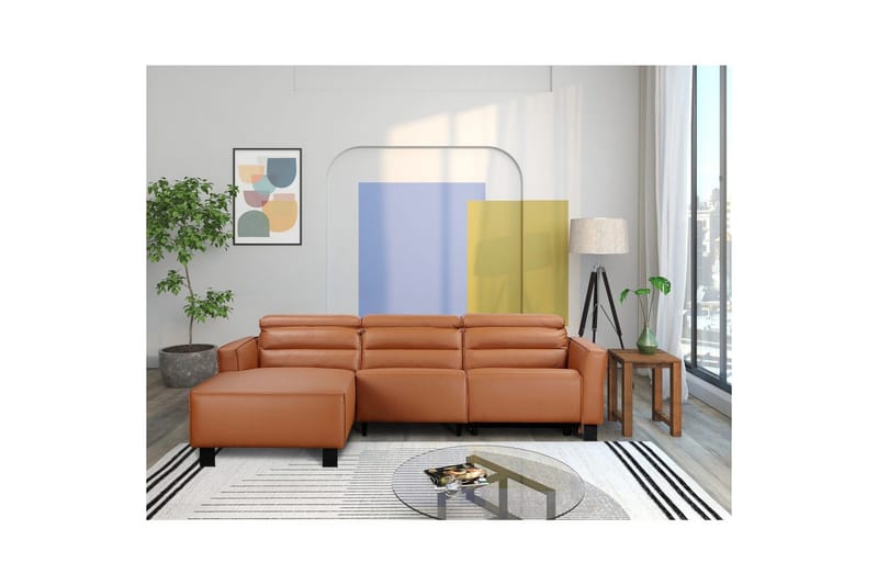 Reclinersofa med hjørne Loft24 Hjørnesofa Loft24 Carpari med elektrisk recliner Brun Venstrevendt Kunstskinn - Møbler - Sofaer - Reclinersofaer