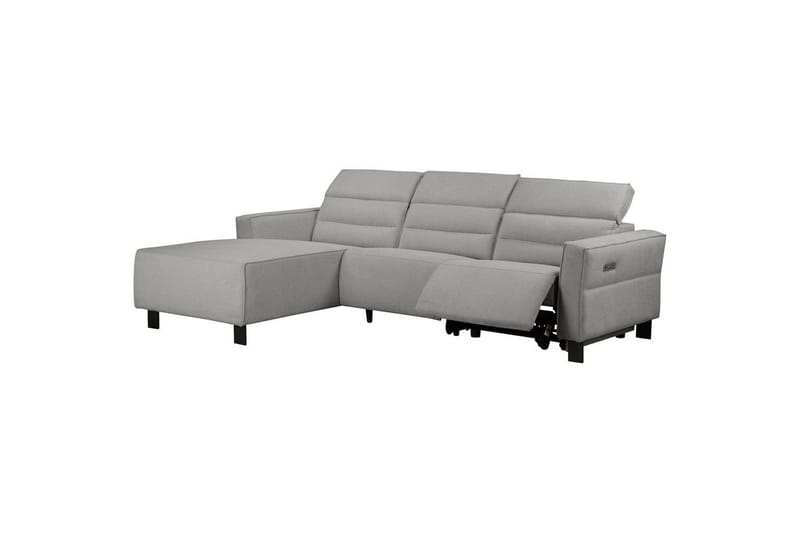 Reclinersofa med hjørne Loft24 Hjørnesofa Loft24 Carpari med elektrisk recliner Grå Venstrevendt Belfast-stoff - Møbler - Sofaer - Reclinersofaer