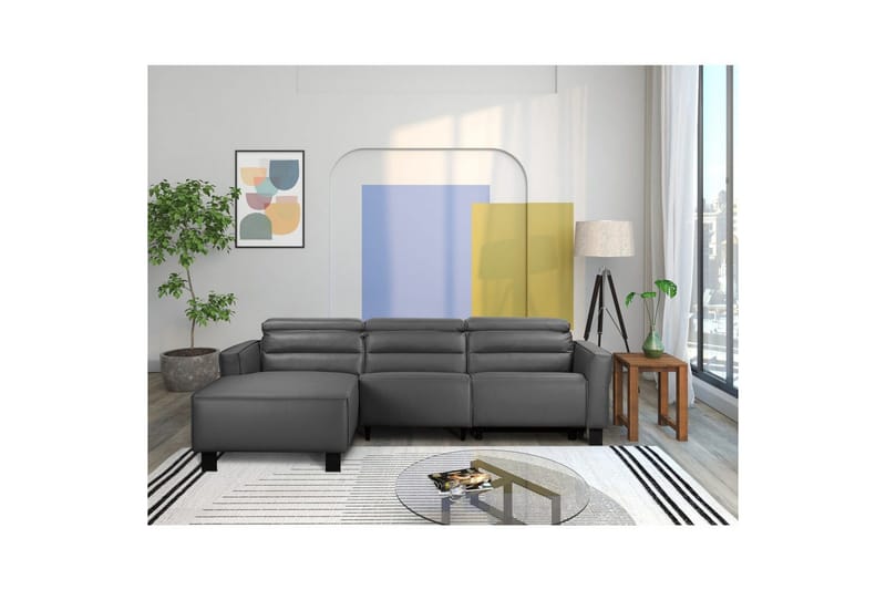 Reclinersofa med hjørne Loft24 Hjørnesofa Loft24 Carpari med elektrisk recliner Grå Venstrevendt Kunstskinn - Møbler - Sofaer - Reclinersofaer