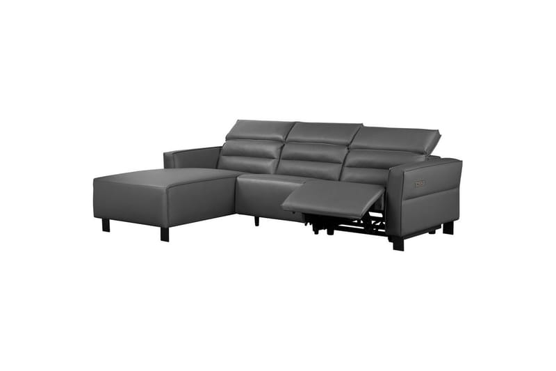 Reclinersofa med hjørne Loft24 Hjørnesofa Loft24 Carpari med elektrisk recliner Grå Venstrevendt Kunstskinn - Møbler - Sofaer - Reclinersofaer