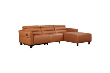 Reclinersofa med hjørne Loft24 Hjørnesofa Loft24 Carpari med manuell recliner Brun Høyrevendt Kunstskinn - Møbler - Sofaer - Reclinersofaer