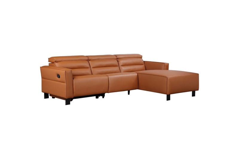Reclinersofa med hjørne Loft24 Hjørnesofa Loft24 Carpari med manuell recliner Brun Høyrevendt Kunstskinn - Møbler - Sofaer - Reclinersofaer