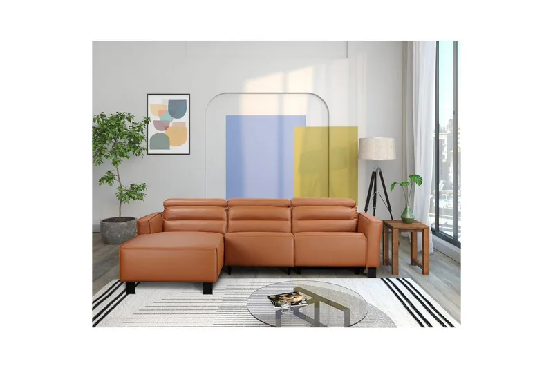 Reclinersofa med hjørne Loft24 Hjørnesofa Loft24 Carpari med manuell recliner Brun Venstrevendt Belfast-stoff - Møbler - Sofaer - Reclinersofaer