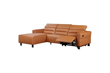 Reclinersofa med hjørne Loft24 Hjørnesofa Loft24 Carpari med manuell recliner Brun Venstrevendt Kunstskinn - Møbler - Sofaer - Reclinersofaer