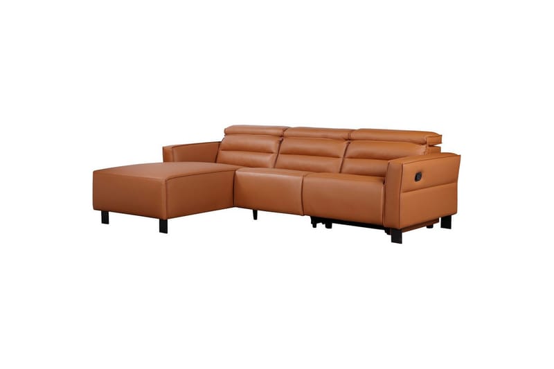 Reclinersofa med hjørne Loft24 Hjørnesofa Loft24 Carpari med manuell recliner Brun Venstrevendt Kunstskinn - Møbler - Sofaer - Reclinersofaer