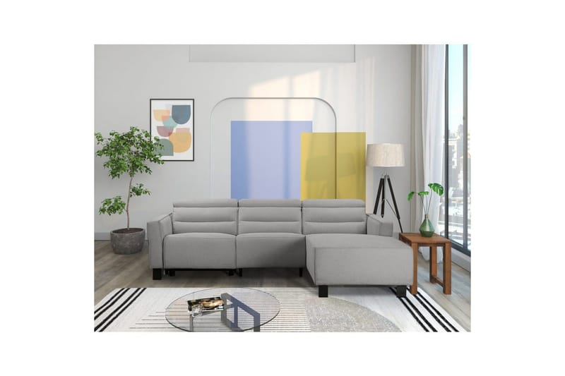 Reclinersofa med hjørne Loft24 Hjørnesofa Loft24 Carpari med manuell recliner Grå1 Høyrevendt Belfast-stoff - Møbler - Sofaer - Reclinersofaer