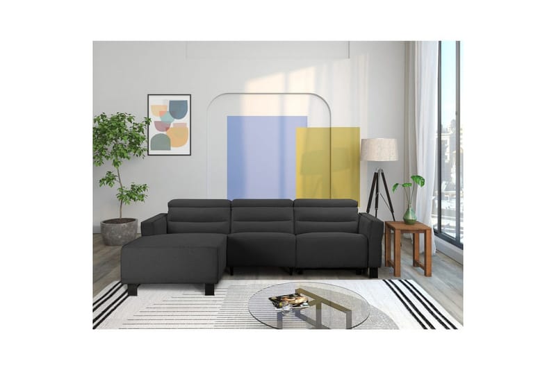 Reclinersofa med hjørne Loft24 Hjørnesofa Loft24 Carpari med manuell recliner Grå1 Venstrevendt Belfast-stoff - Møbler - Sofaer - Reclinersofaer