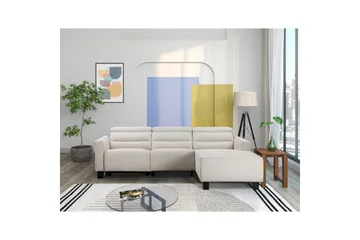 Reclinersofa med hjørne Loft24 Hjørnesofa Loft24 Carpari med manuell recliner Hvit Høyrevendt Belfast-stoff - Møbler - Sofaer - Reclinersofaer