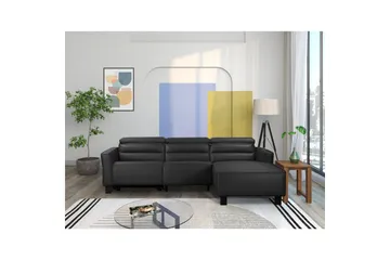 Reclinersofa med hjørne Loft24 Hjørnesofa Loft24 Carpari med manuell recliner Svart Høyrevendt Kunstskinn - Møbler - Sofaer - Reclinersofaer