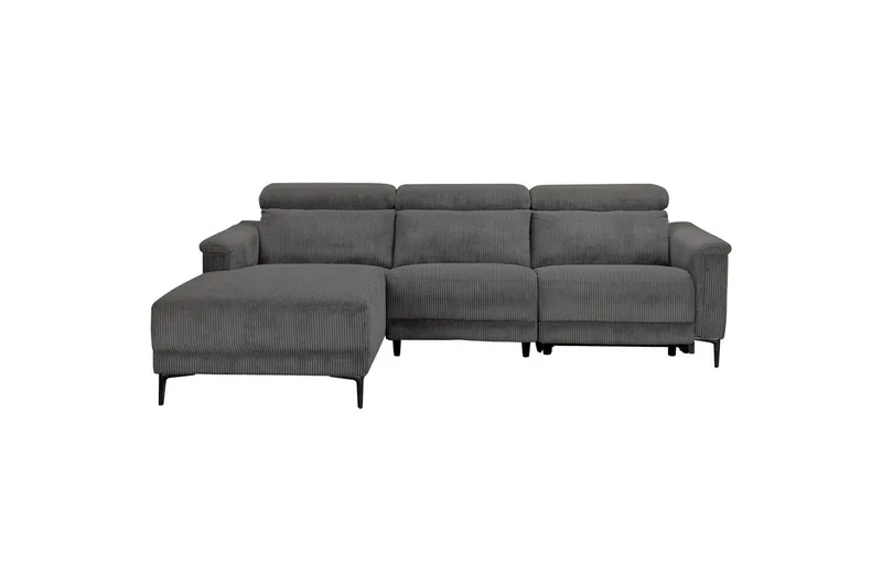 Reclinersofa med hjørne Loft24 Hjørnesofa Loft24 Lund med elektrisk recliner Grå Venstrevendt