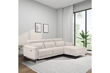 Reclinersofa med hjørne Loft24 Hjørnesofa Loft24 Lund med elektrisk recliner Hvit Høyrevendt - Møbler - Sofaer - Reclinersofaer