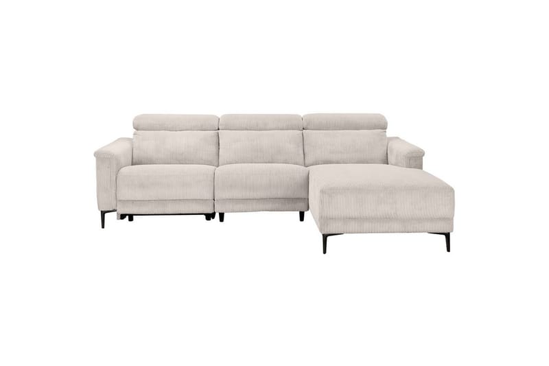 Reclinersofa med hjørne Loft24 Hjørnesofa Loft24 Lund med elektrisk recliner Hvit Høyrevendt