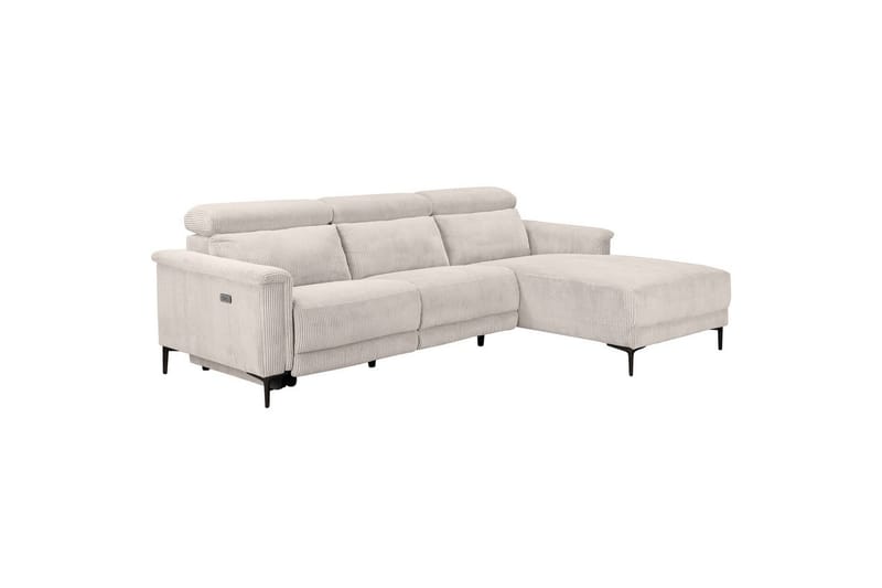 Reclinersofa med hjørne Loft24 Hjørnesofa Loft24 Lund med elektrisk recliner Hvit Høyrevendt - Møbler - Sofaer - Reclinersofaer