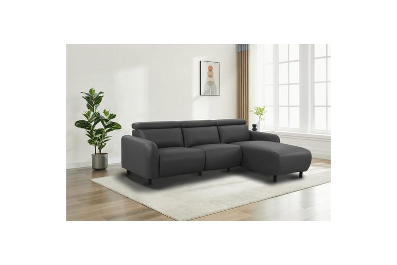 Reclinersofa med hjørne Loft24 Hjørnesofa Loft24 Skaane med elektrisk recliner Grå Höger Konstläder - Møbler - Sofaer - Reclinersofaer