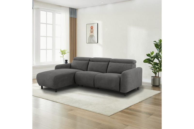 Reclinersofa med hjørne Loft24 Hjørnesofa Loft24 Skaane med elektrisk recliner Grå Höger Manchester - Møbler - Sofaer - Reclinersofaer