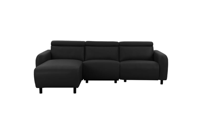 Reclinersofa med hjørne Loft24 Hjørnesofa Loft24 Skaane med elektrisk recliner Svart Venstrevendt Kunstskinn