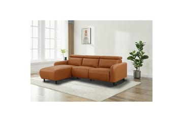 Reclinersofa med hjørne Loft24 Hjørnesofa Loft24 Skaane med manuell reclinerstol Brun Konstläder - Møbler - Sofaer - Reclinersofaer