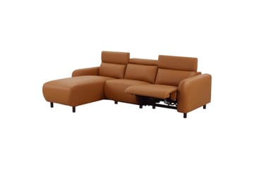 Reclinersofa med hjørne Loft24 Hjørnesofa Loft24 Skaane med manuell reclinerstol Brun Konstläder - Møbler - Sofaer - Reclinersofaer