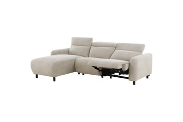 Reclinersofa med hjørne Loft24 Hjørnesofa Loft24 Skaane med manuell reclinerstol Hvit Belfast-stoff - Møbler - Sofaer - Reclinersofaer