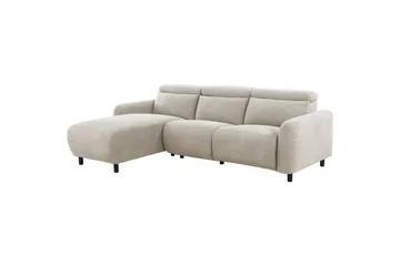 Reclinersofa med hjørne Loft24 Hjørnesofa Loft24 Skaane med manuell reclinerstol Hvit Belfast-stoff - Møbler - Sofaer - Reclinersofaer