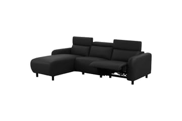 Reclinersofa med hjørne Loft24 Hjørnesofa Loft24 Skaane med manuell reclinerstol Svart Kunstskinn - Møbler - Sofaer - Reclinersofaer