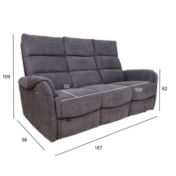 Reclinersofa Mörvik 3-seter med elektrisk mekanisme - blågrå - Møbler - Sofaer - Reclinersofaer