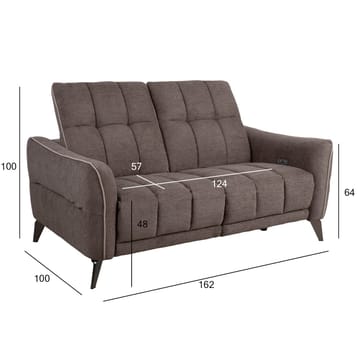 Reclinersofa Nordan 2-seter elektrisk - lys brun med beige kantsøm - Møbler - Sofaer - Reclinersofaer