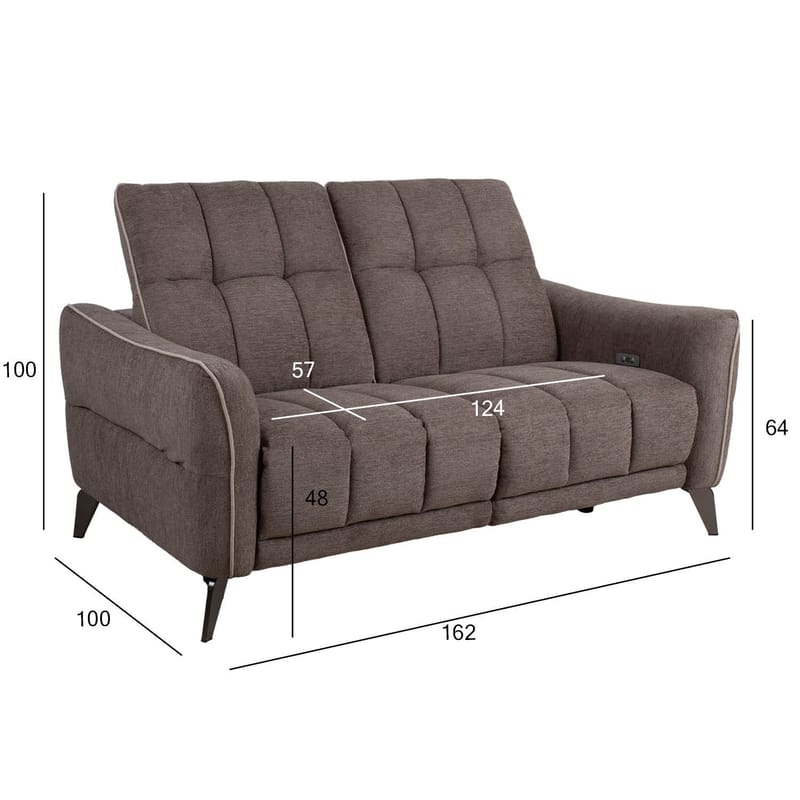 Reclinersofa Nordan 2-seter elektrisk - lys brun med beige kantsøm - Møbler - Sofaer - Reclinersofaer