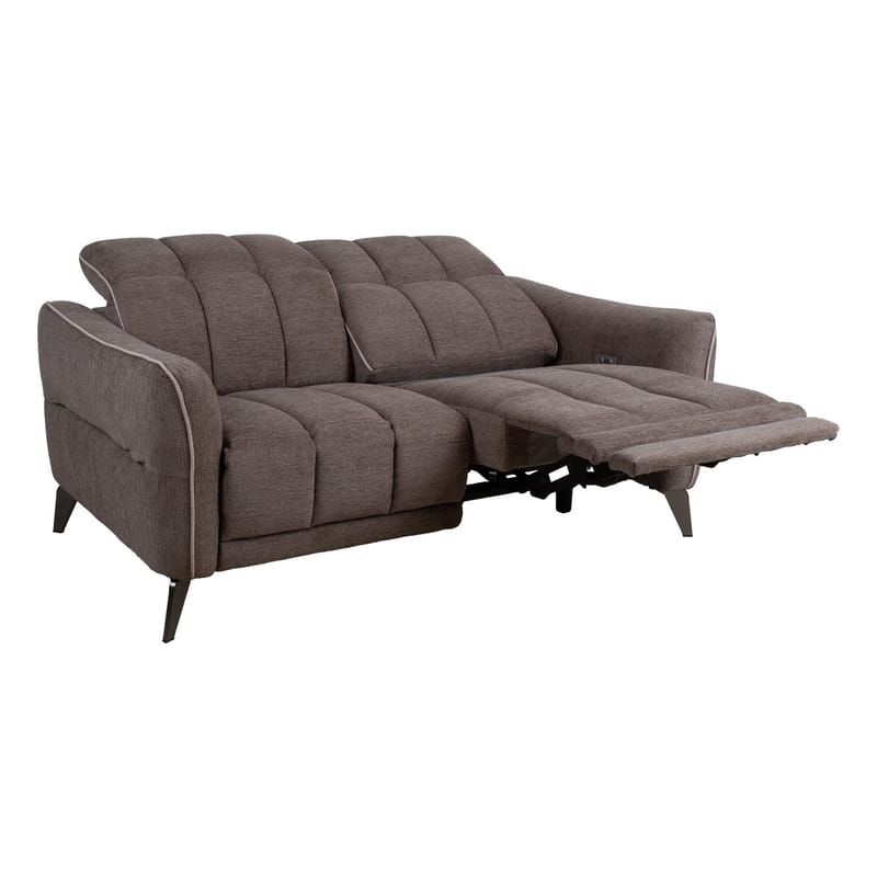 Reclinersofa Nordan 2-seter elektrisk - lys brun med beige kantsøm - Møbler - Sofaer - Reclinersofaer