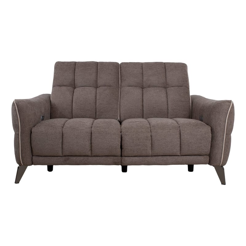 Reclinersofa Nordan 2-seter elektrisk - lys brun med beige kantsøm - Møbler - Sofaer - Reclinersofaer