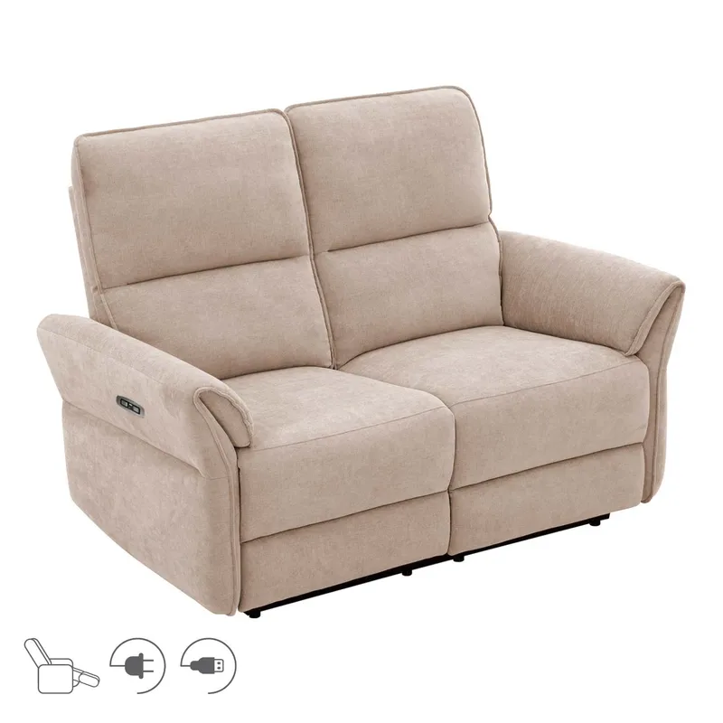Reclinersofa Ravdal 2-seter med elektrisk mekanisme, lysebrun
