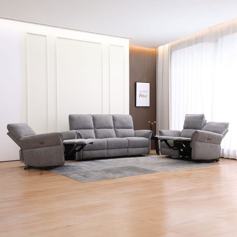 Reclinersofa Ravdal 3-seter med elektrisk mekanisme - grå - Møbler - Sofaer - Reclinersofaer