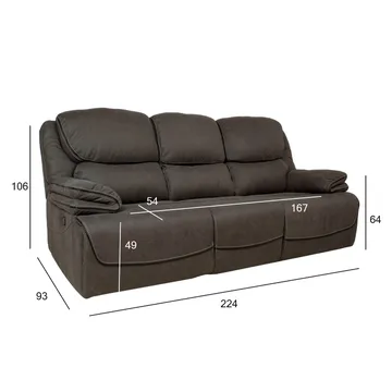 Reclinersofa Sälmar 3-seter med manuell mekanisme - grå - Møbler - Sofaer - Reclinersofaer