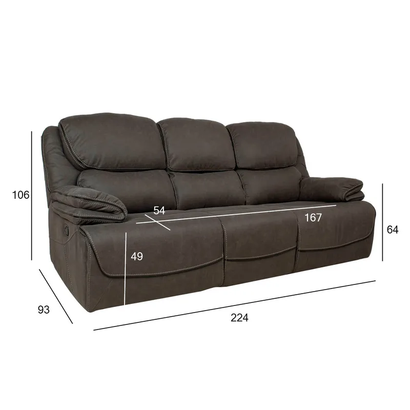 Reclinersofa Sälmar 3-seter med manuell mekanisme - grå - Møbler - Sofaer - Reclinersofaer